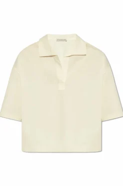 Moncler kremowy Polo z naszywką z logo