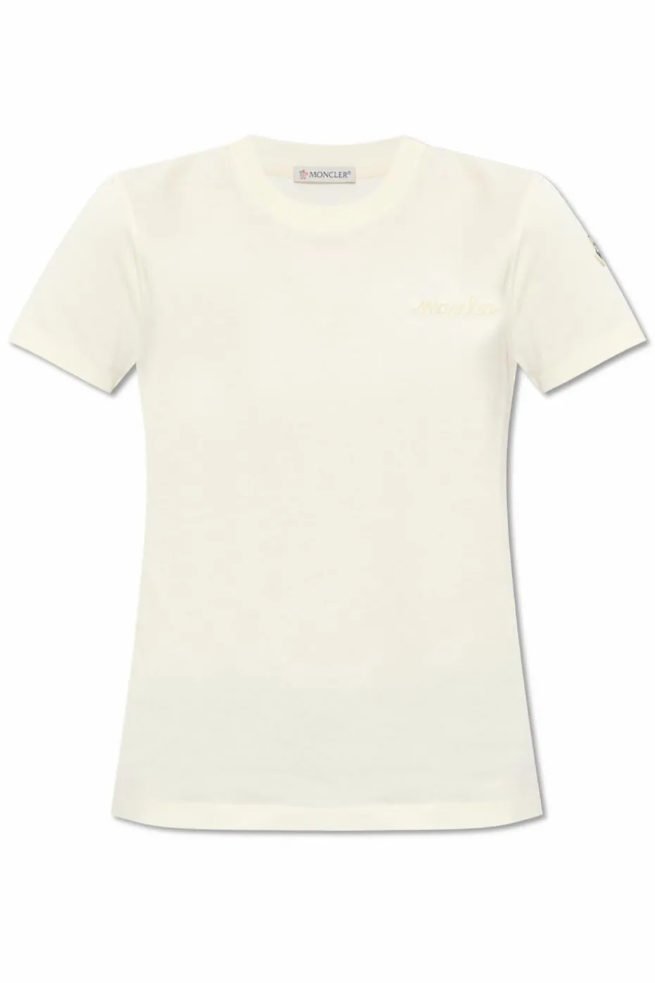 Moncler kremowy T-shirt z logo