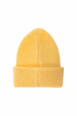 Moncler ŻÓŁTY Czapka z naszywką z logo