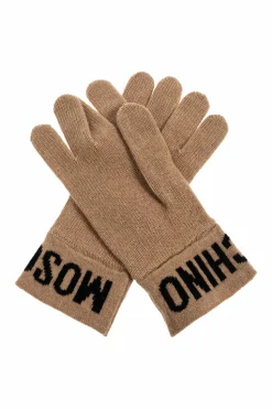 Moschino beżowy Rękawiczki z logo
