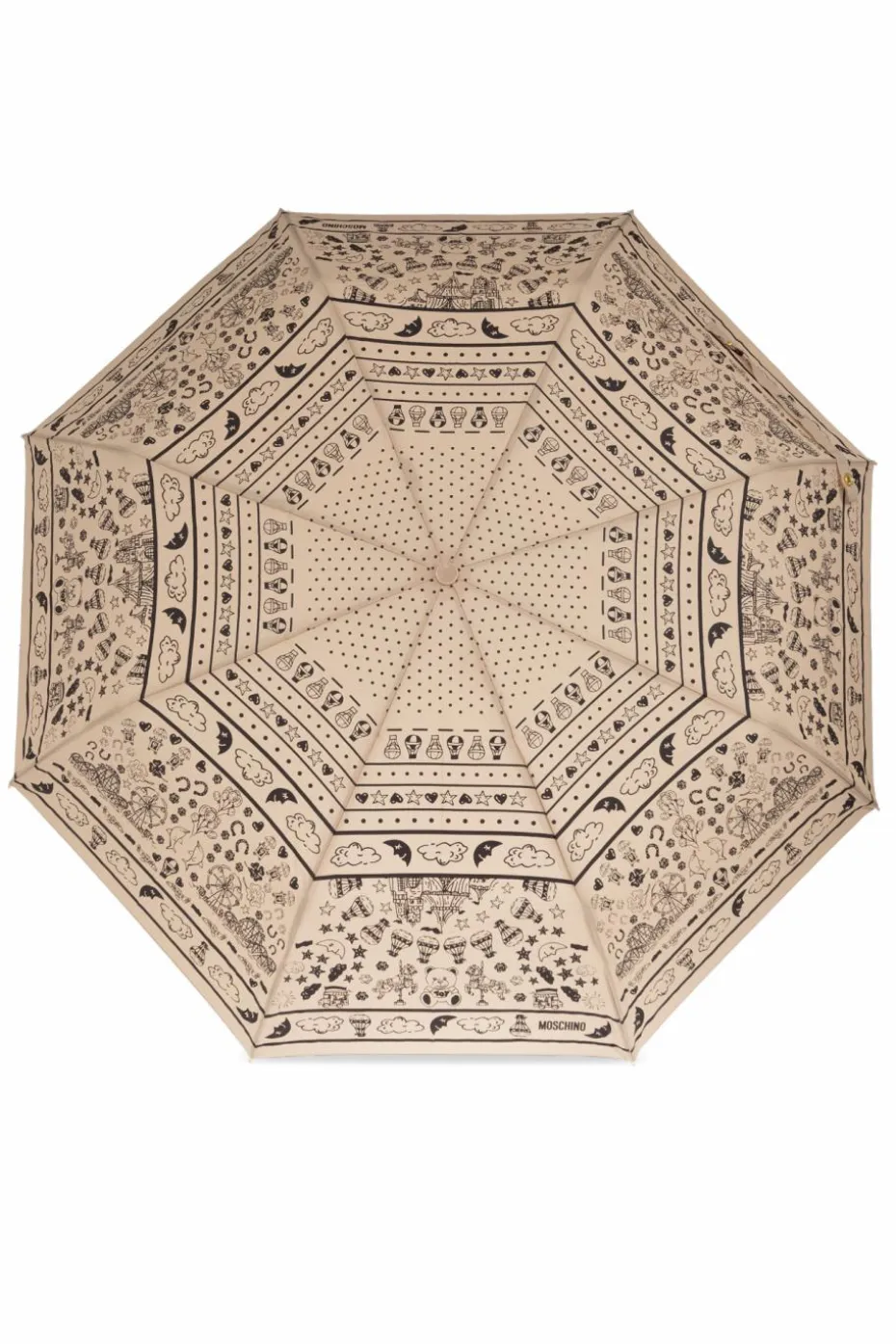 Moschino beżowy Składany parasol z logo