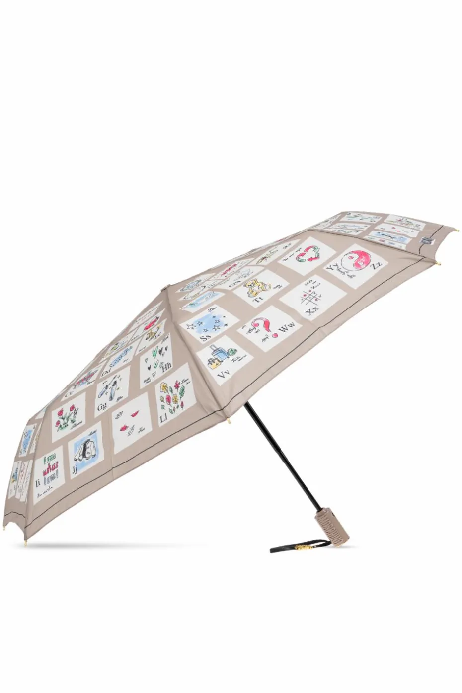 Moschino beżowy Składany parasol z logo