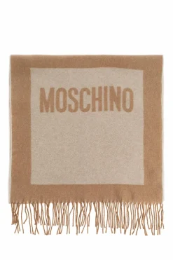 Moschino beżowy Szal z logo