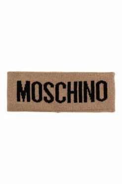 Moschino BRĄZOWY Opaska na głowę z logo