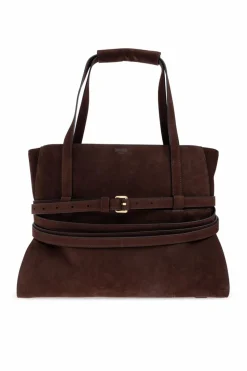 Moschino BRĄZOWY Zamszowa torba typu `shopper`