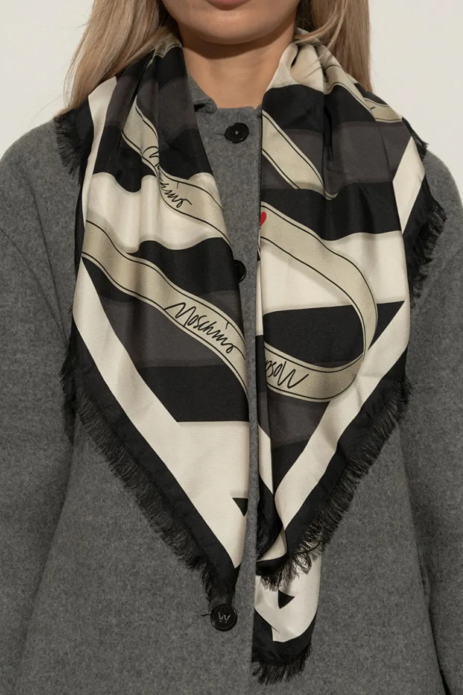 Moschino CZARNY Jedwabna chusta