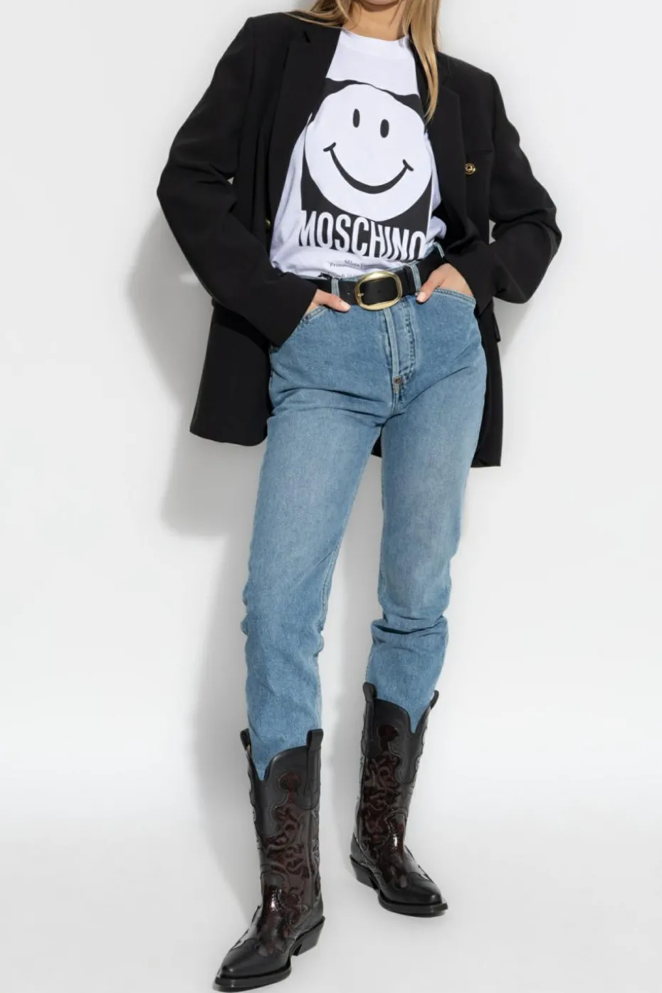 Moschino CZARNY Marynarka z kieszeniami