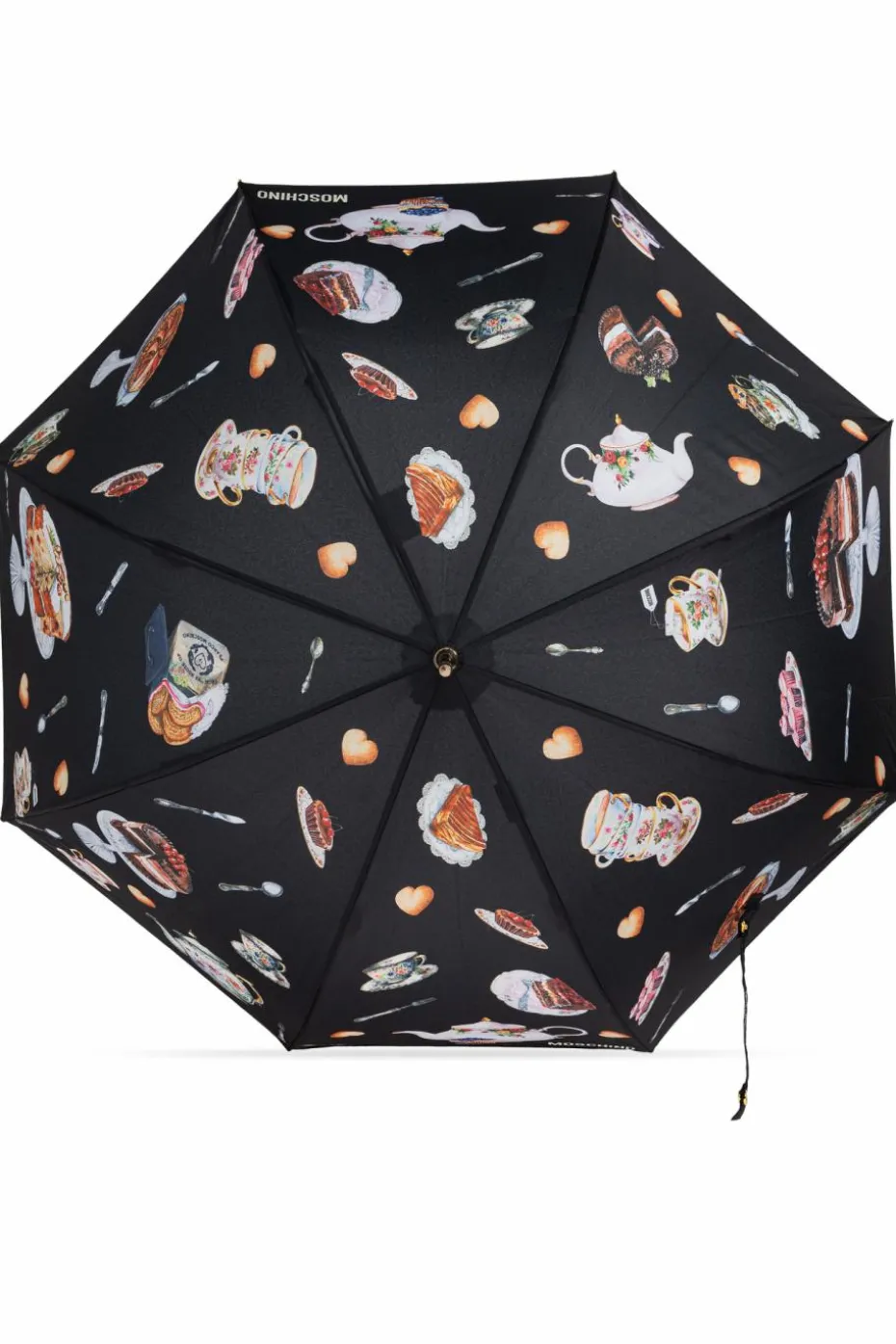 Moschino CZARNY Parasol ze wzorem