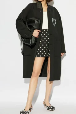 Moschino CZARNY Płaszcz z nadrukiem w kształcie serca
