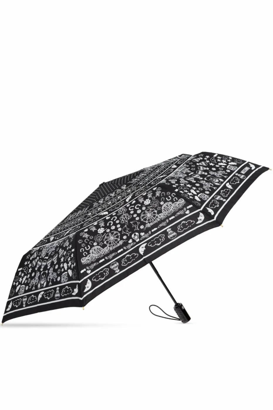 Moschino CZARNY Składany parasol z logo