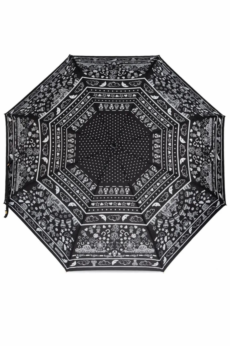 Moschino CZARNY Składany parasol z logo