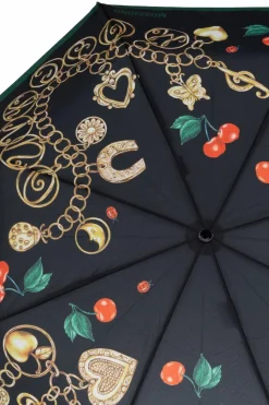 Moschino CZARNY Składany parasol z logo