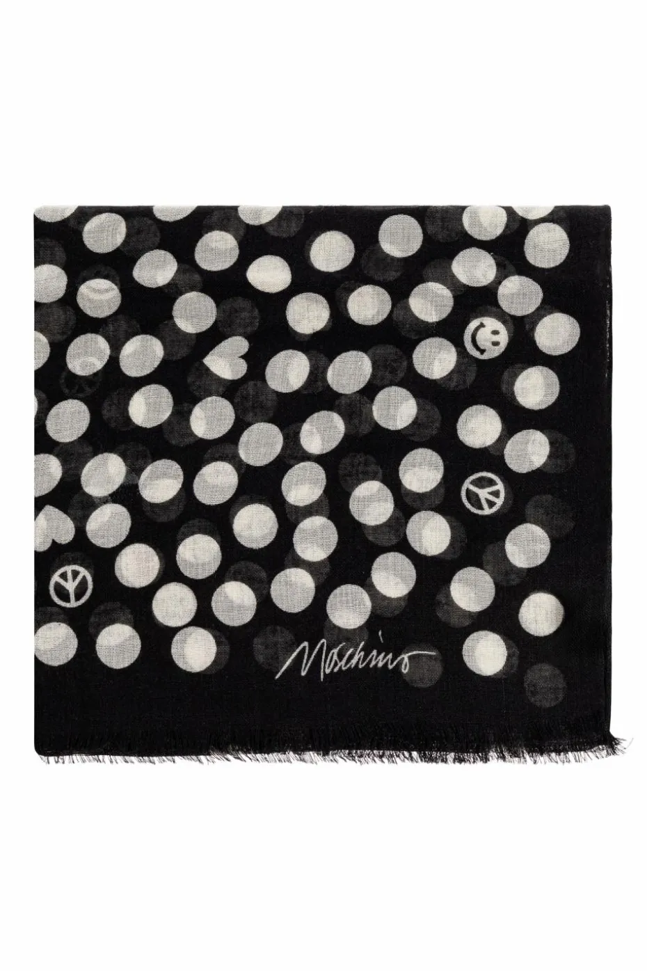 Moschino CZARNY Szal ze wzorem w grochy
