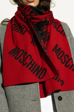 Moschino CZERWONY Szal z monogramem