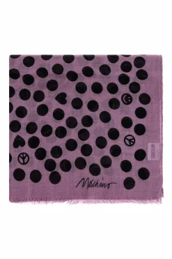 Moschino FIOLETOWY Szal ze wzorem w grochy