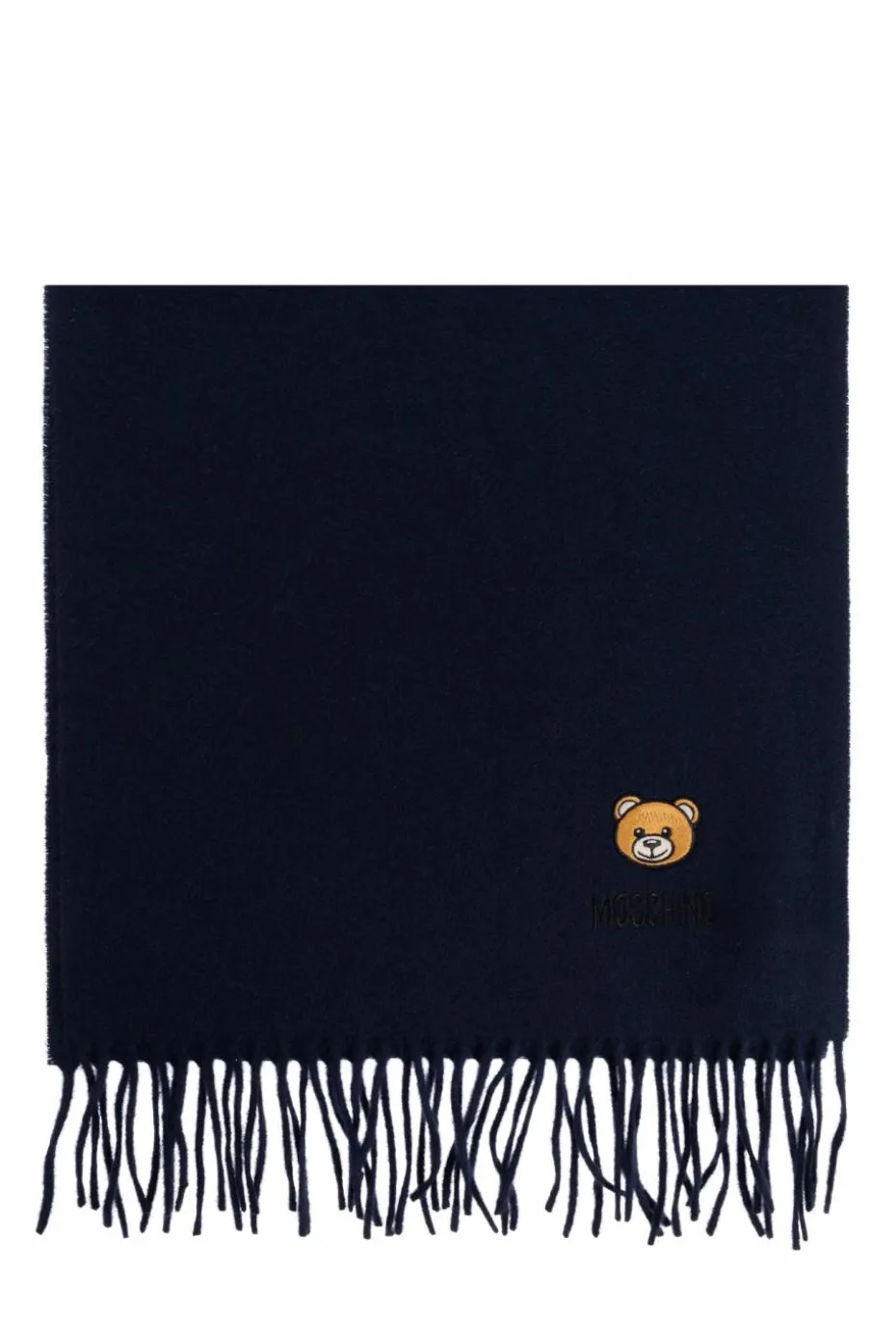 Moschino GRANATOWY Wełniany szal z logo
