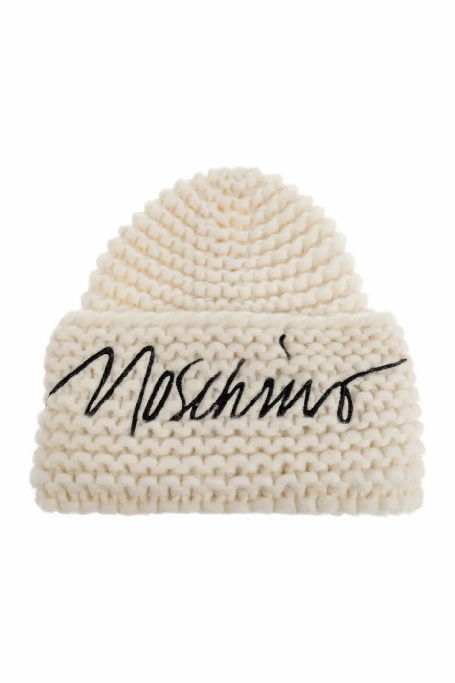 Moschino kremowy Czapka z wyszytym logo