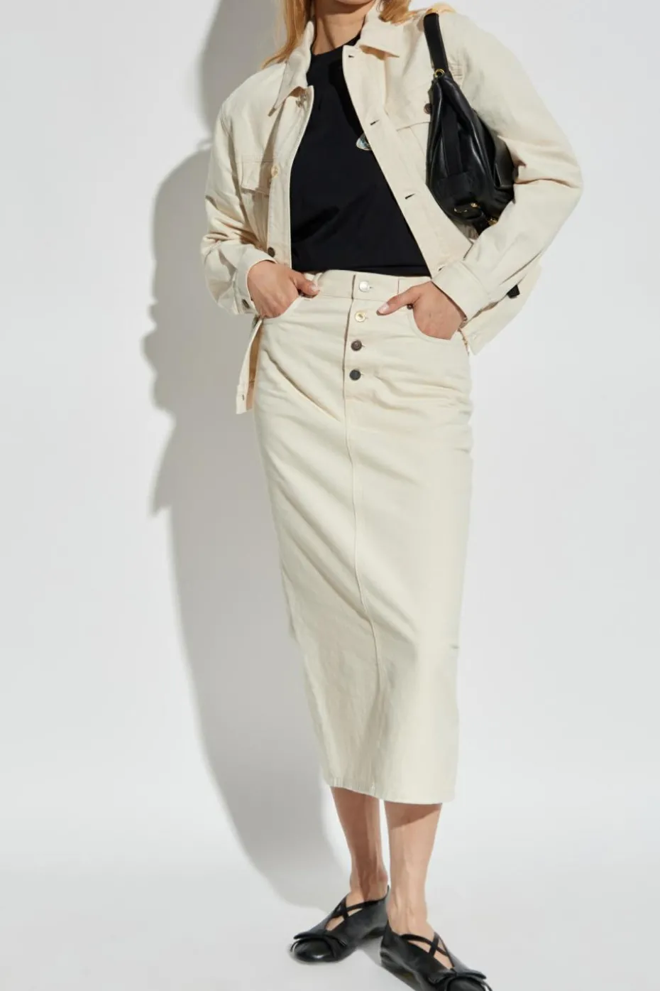 Moschino kremowy Kurtka jeansowa
