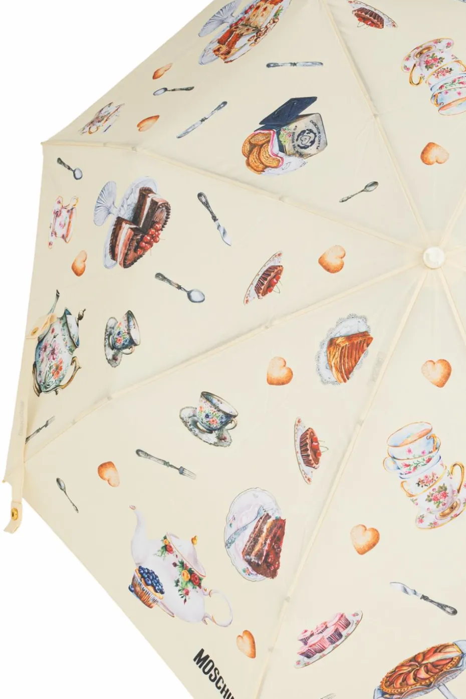Moschino kremowy Składany parasol