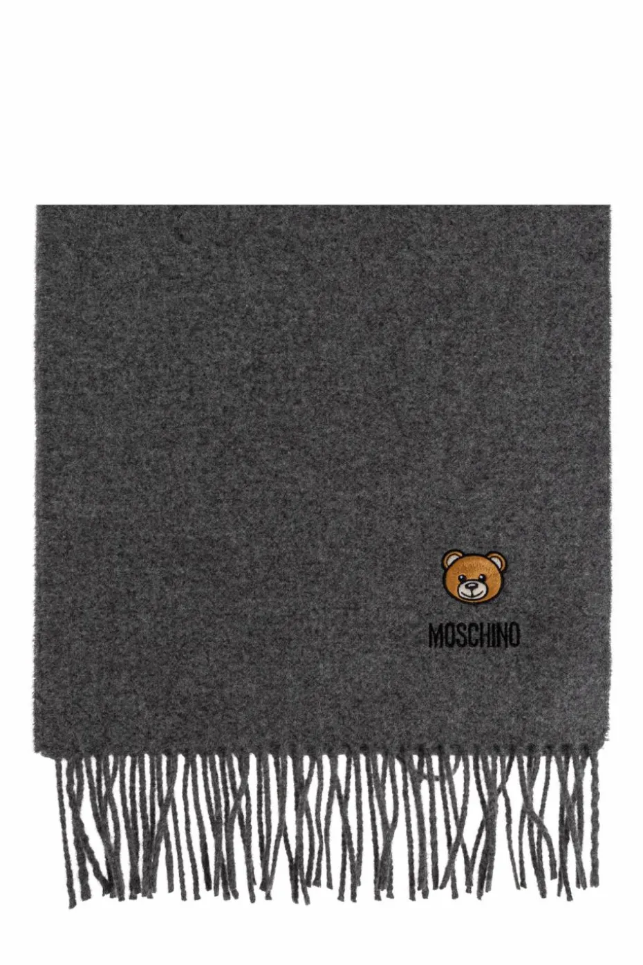 Moschino SZARY Wełniany szal z logo