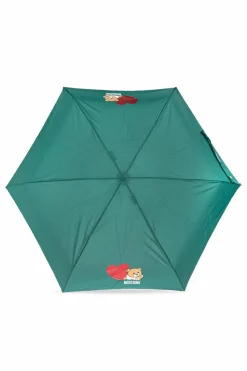 Moschino ZIELONY Składany parasol z logo