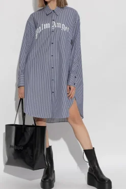 Palm Angels NIEBIESKI Koszulowa sukienka typu `oversize`
