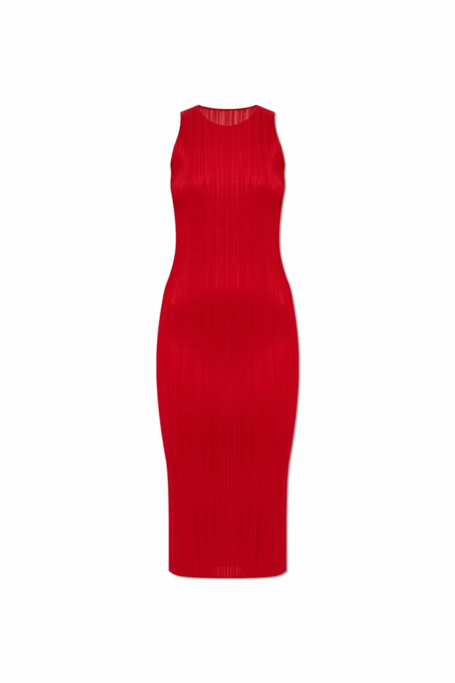 Pleats Please Issey Miyake CZERWONY Plisowana sukienka
