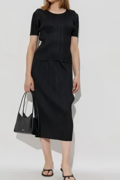 Pleats Please Issey Miyake CZARNY Plisowany top