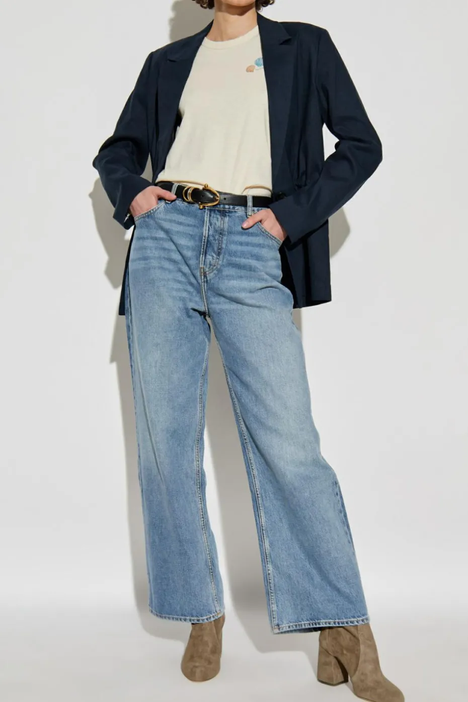 Rag & Bone GRANATOWY Marynarka z otwartymi klapami