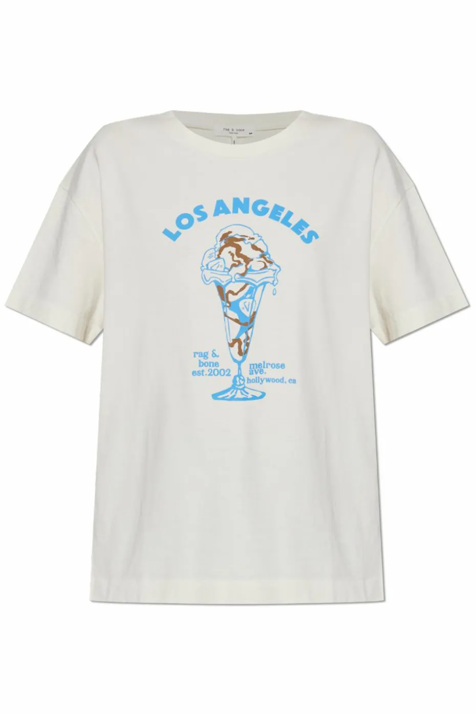 Rag & Bone kremowy T-shirt z nadrukiem