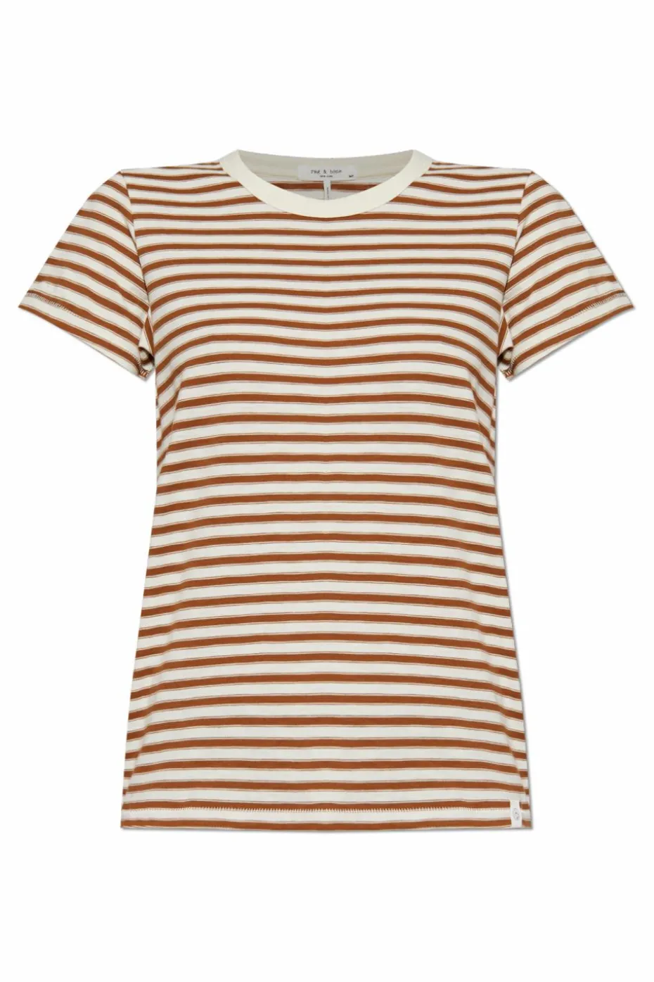Rag & Bone kremowy T-shirt ze wzorem w pasy