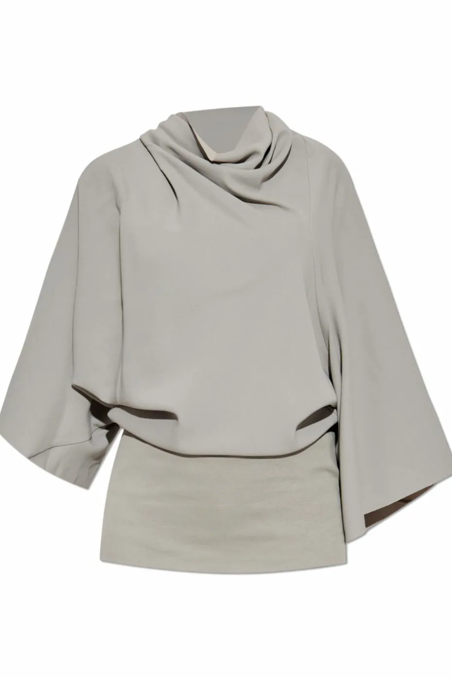 Rick Owens SZARY Top z dekoracyjnym dekoltem
