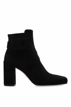 Roger Vivier CZARNY Zamszowe botki na obcasie