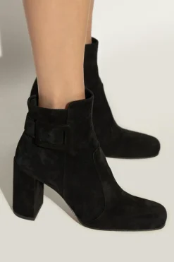 Roger Vivier CZARNY Zamszowe botki na obcasie
