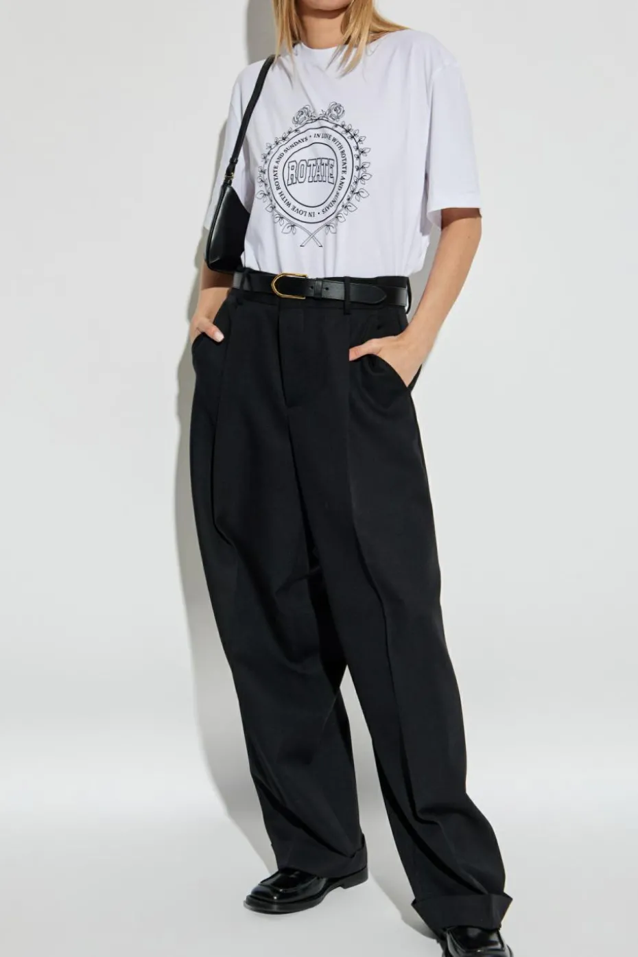 ROTATE BIAŁY T-shirt z logo