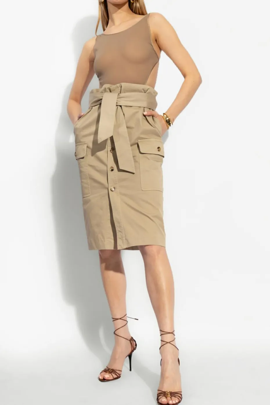 Saint Laurent beżowy Jedwabne body