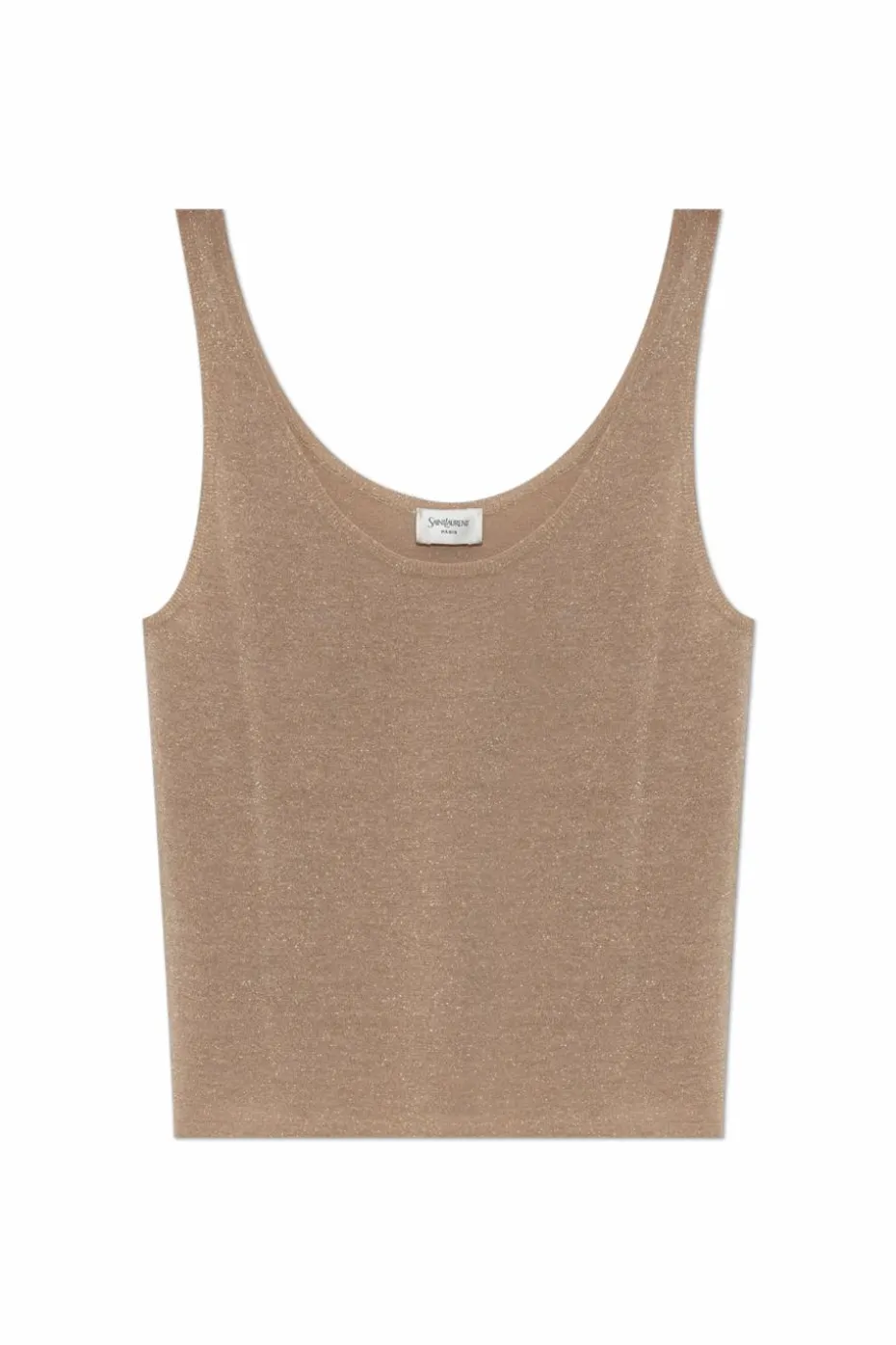 Saint Laurent beżowy Top z lureksową nicią