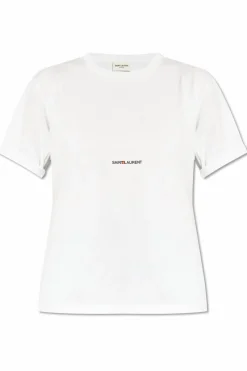 Saint Laurent BIAŁY T-shirt z nadrukowanym logo