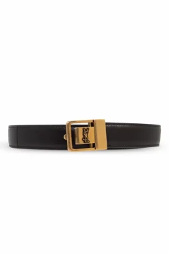 Saint Laurent BRĄZOWY Skórzany pasek