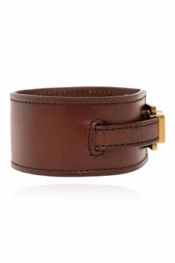 Saint Laurent BRĄZOWY Skórzana bransoleta