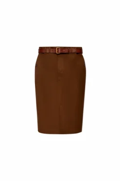 Saint Laurent BRĄZOWY Spódnica z pasem