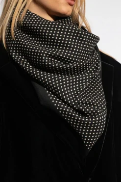 Saint Laurent CZARNY Chusta ze wzorem w kropki