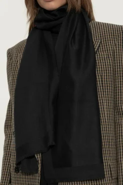 Saint Laurent CZARNY Kaszmirowy szal