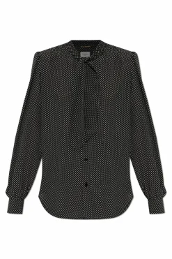 Saint Laurent CZARNY Koszula z wiązaniem przy dekolcie