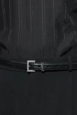 Saint Laurent CZARNY Pasek z logo