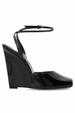 Saint Laurent CZARNY Sandały na koturnie `La Scandale`