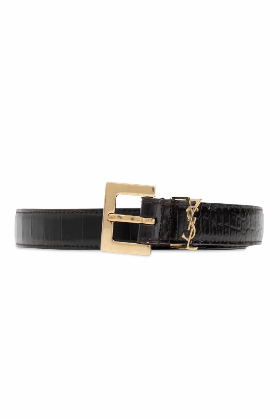 Saint Laurent CZARNY Skórzany pasek