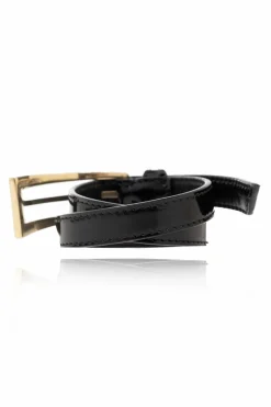 Saint Laurent CZARNY Skórzana bransoleta