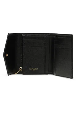 Saint Laurent CZARNY Skórzany portfel z logo