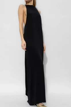 Saint Laurent CZARNY Sukienka z dekoracyjnym wiązaniem
